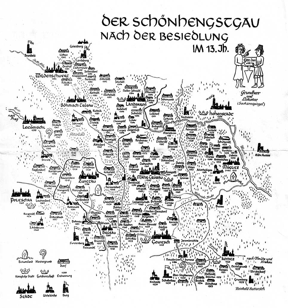 Der Schönhengstgau nach der Besiedlung im 13. Jh.